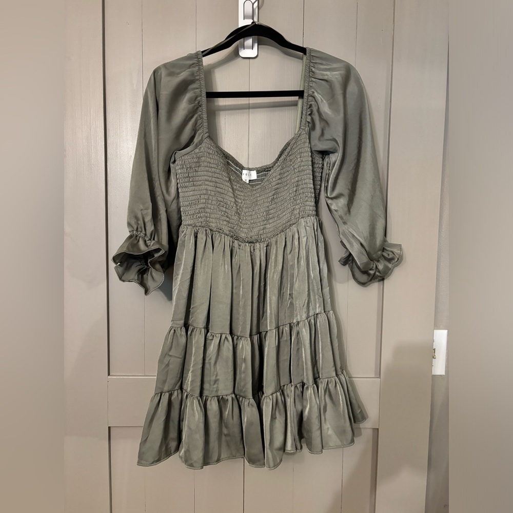 Silky olive green dress